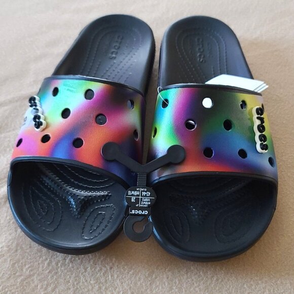 Crocs Classic Solarized Slide Unisex M10 W12 Rainbow Multicolor Tie Dye NEW - Picture 1 of 10